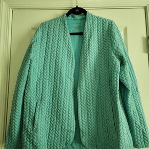 Talbots Blue Cable Knit Cardigan Sweater